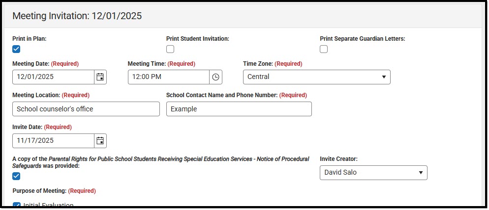 Screenshot of the Meeting Invitation Detail Screen.