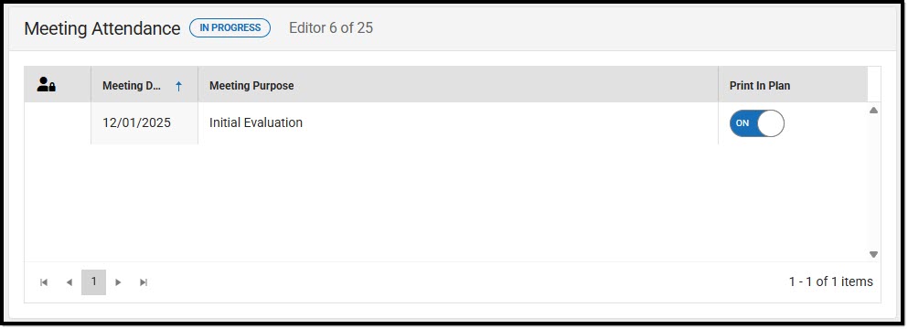 Screenshot of the Meeting Attendance List Screen.