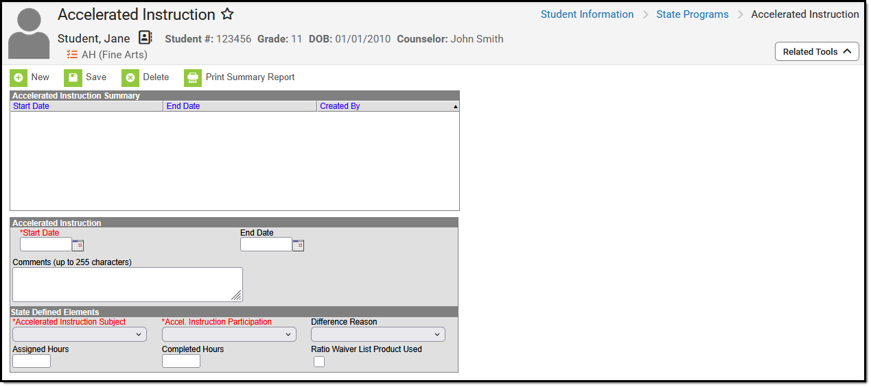 Image of the Texas Accelerated Education Editor.