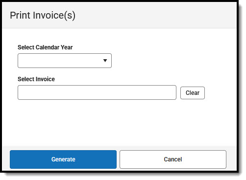 Screenshot of the Dependent Care Print Invoice Editor