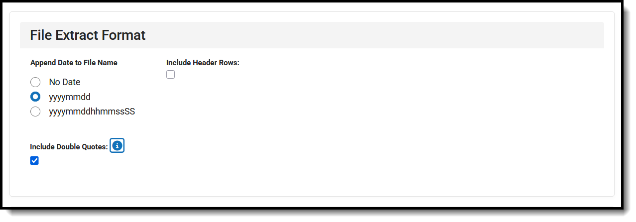 Screenshot of the File Extract Format settings