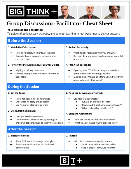 Facilitator Cheat Sheet