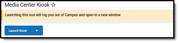 Screenshot of a Kiosk launch without additional setup selections. 