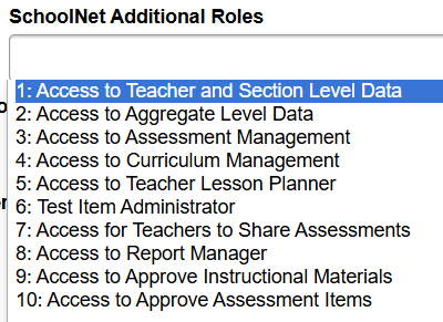 Additional SchoolNet roles
