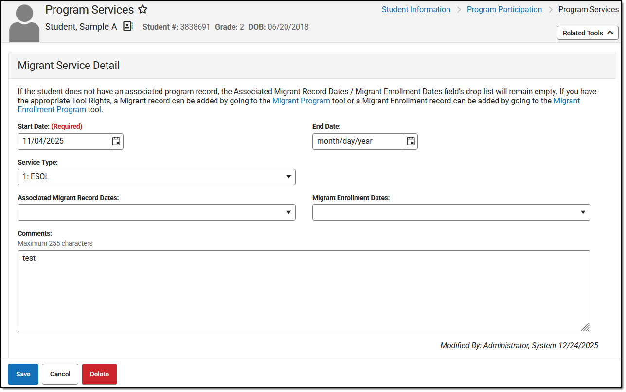 Screenshot showing details being entered for Homeless Services.