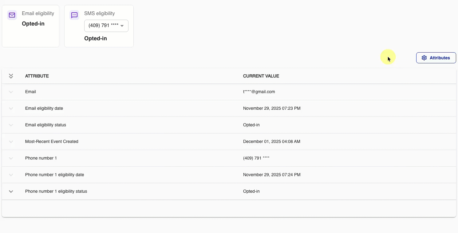 Adding and removing attributes on a Customer 360 profile.