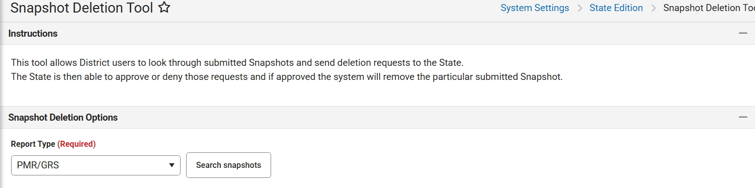 snapshot report selection and search