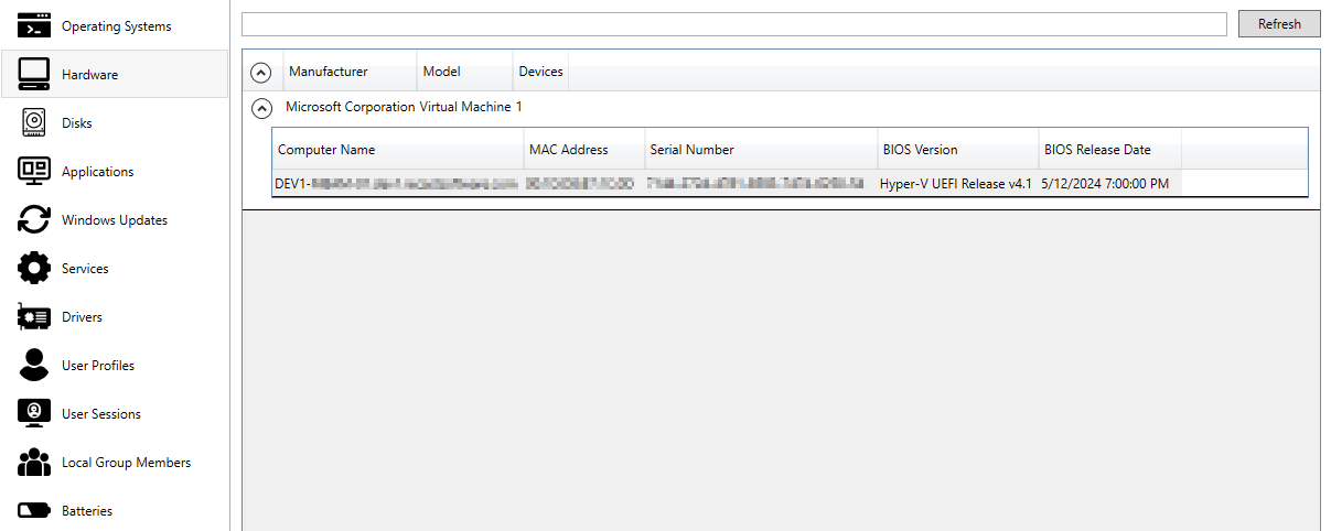 System Information Hardware Tab