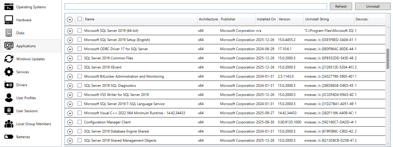System Information Add/Remove Programs Tab