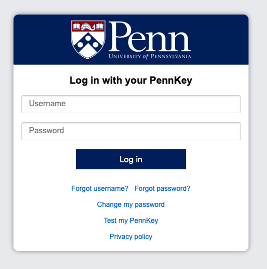 PennKey login page