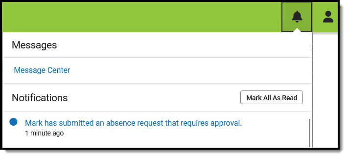 Screenshot of the list of notification in the Campus Parent Portal