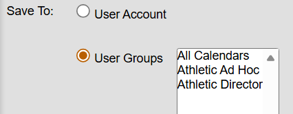 User Group options for saving filters