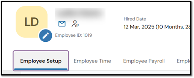 Click the tab that contains the information you want to update. Tab names and the number of tabs may vary based on your company’s configuration.