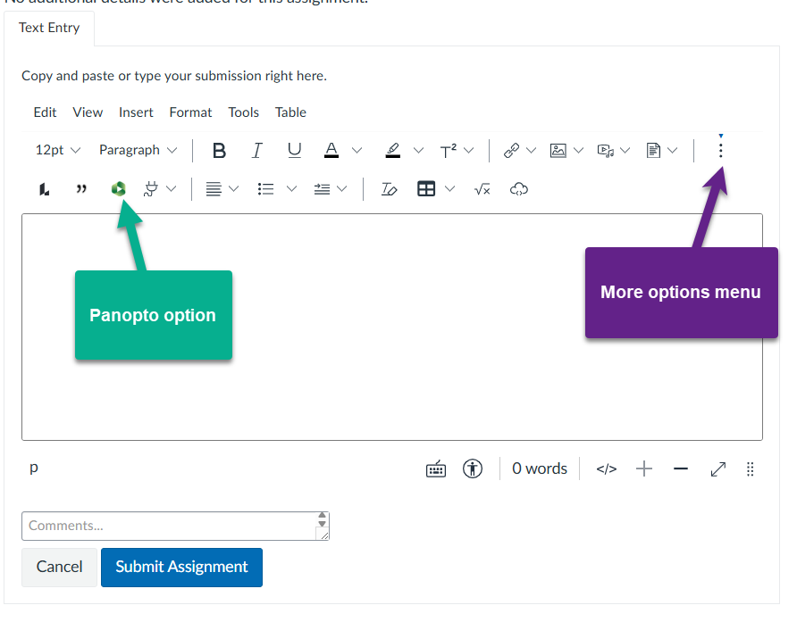 Green triangle indicated by green arrow and three-dots indicated by purple arrow.