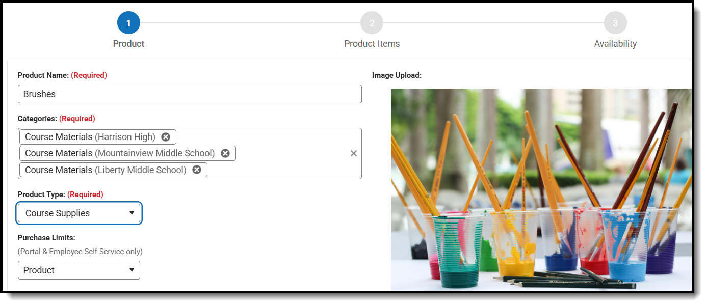 Screenshot of Part 1 of the Product Progress Tracker displaying Product options.