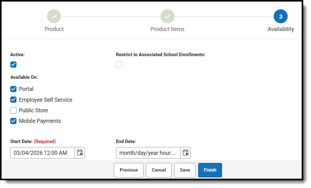 Screenshot of Part 3 of the Product Progress Tracker displaying Availability options.