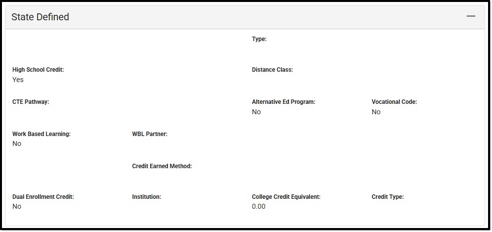 Screenshot of the state-defined section.