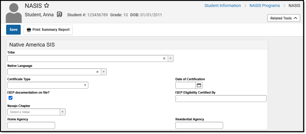 Screenshot of the NASIS editor.