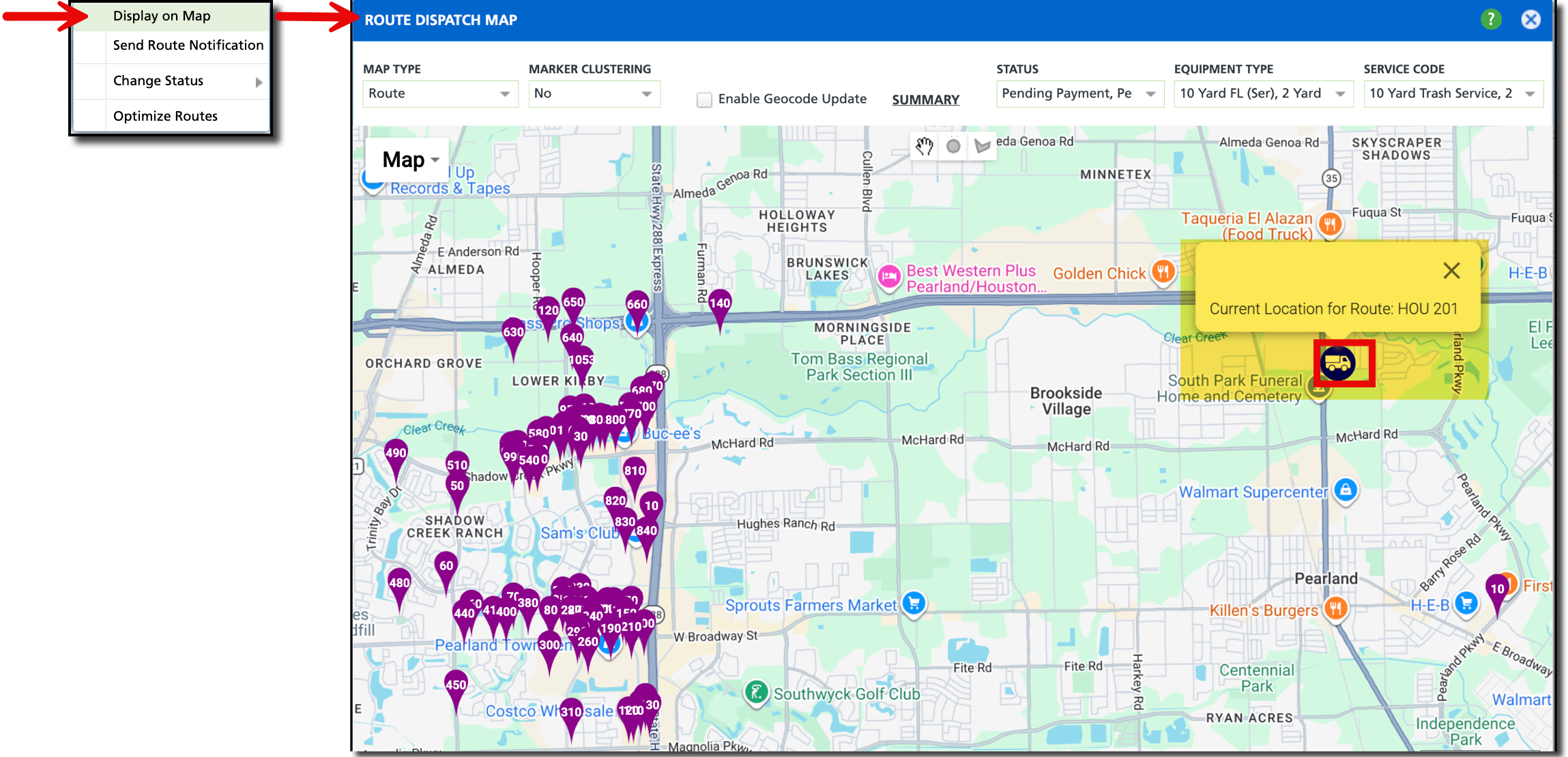 Display on Map example