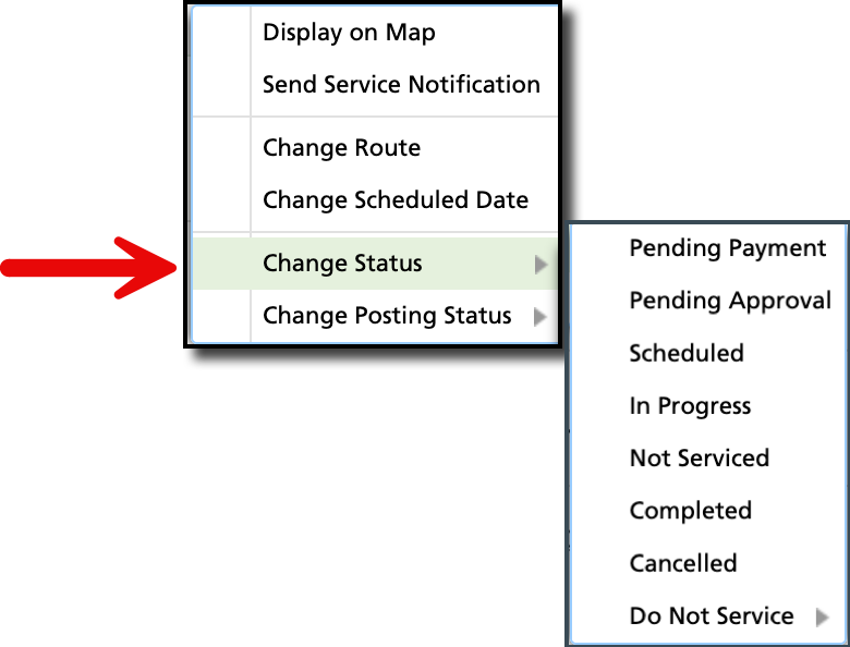 Change Status option