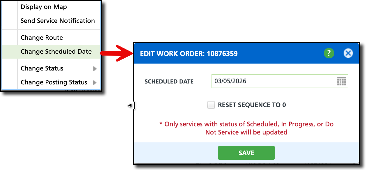 Change Scheduled Date option