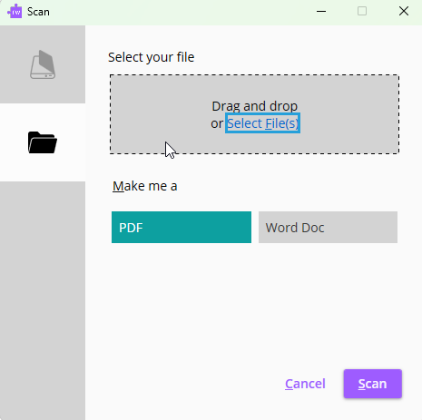 Scan from file select files