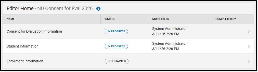 Screenshot of the editor home screen.