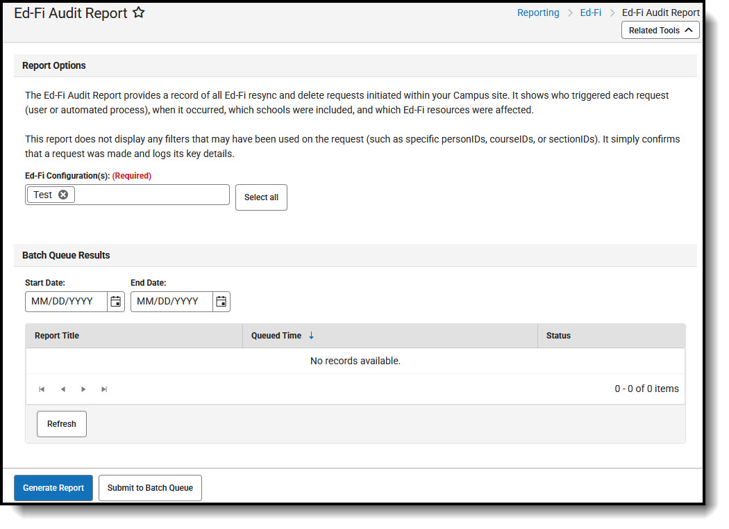 Screenshot of the Ed-Fi Audit Report.