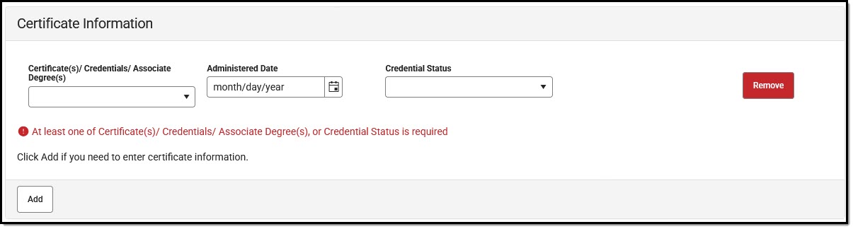 Screenshot of the CTE Certificate Information editor. 