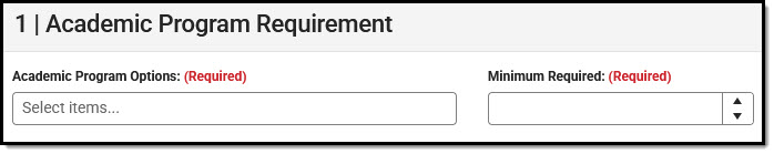 Screenshot of Academic Program Requirement fields